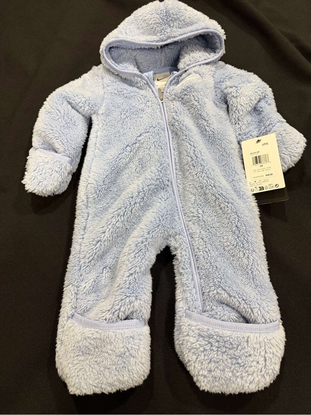 Nike Baby Light Blue Sherpa Hooded One-Piece